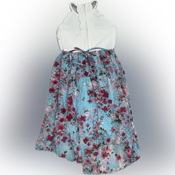 Speechless Kids Girls Size 8 Sleeveless White Blue Floral High Low Party Dress - Picture 2 of 5